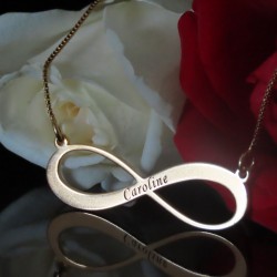 Gold Plated Engraved Infinity Name Necklace  Gold Plated Engraved Infinity Name Necklace