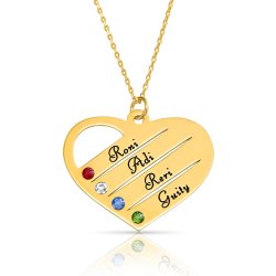 mom/grandma necklace with kids names engraved & swarovski birthstones  in 18k gold plating  mom/grandma necklace with kids names engraved & swarovski birthstones  in 18k gold plating