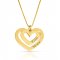 Golden Two Hearts Engraved Necklace