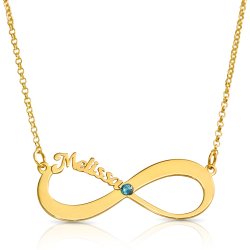 Infinity Necklace With Name & Birthstone Infinity Necklace With Name & Birthstone