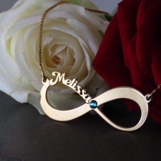 Infinity Necklace With Name & Birthstone