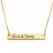 gold plated  bar necklace with two names & hearts  