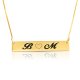 Love bar necklace with two letters & heart - in gold plating