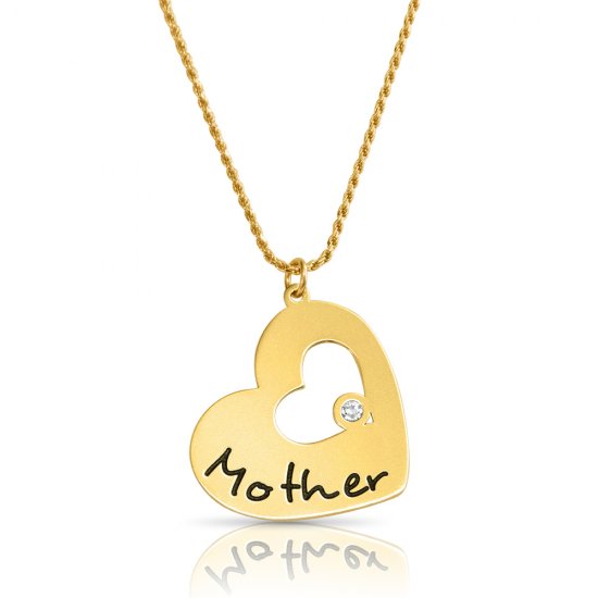 large  heart shaped  pendant for mother with gold plating & swarovski 