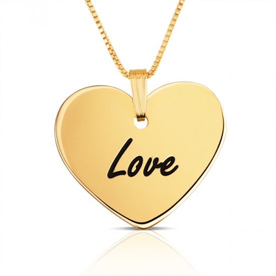 engraved heart pendant with gold plating 