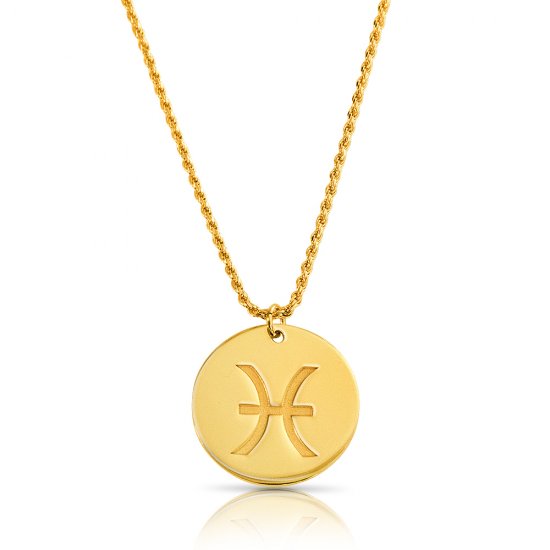 zodiac necklace in gold plating:Pisces