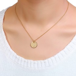 gold plated disc pendant with initial letter  gold plated disc pendant with initial letter