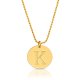 gold plated disc pendant with initial letter 