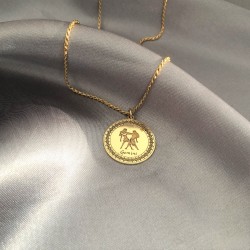 gold plated zodiac pendant :Gemini