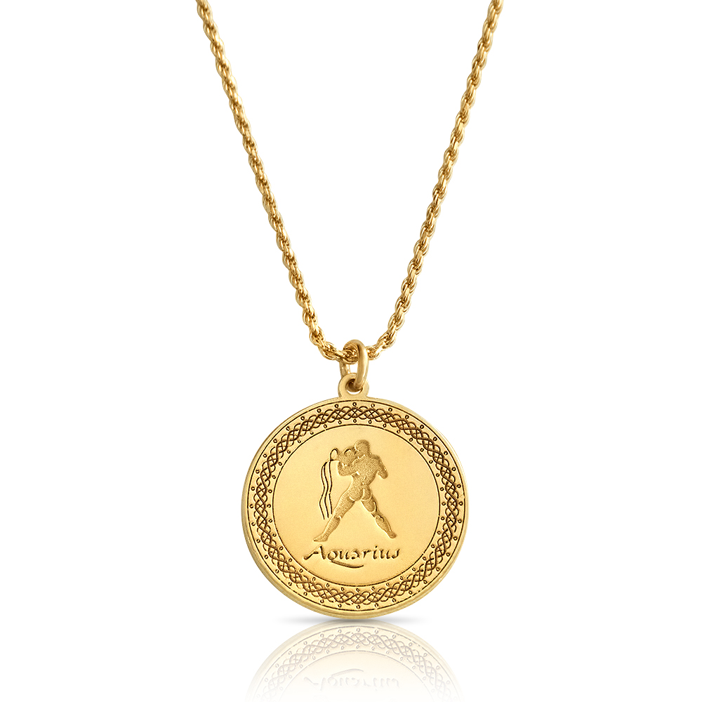Personalised Water Sign Gold Plated Pendant Necklace