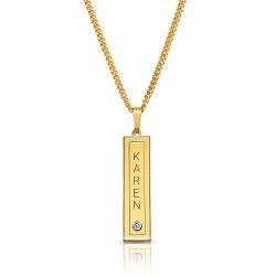 Vertical Bar With Name and Swarovski birthstone  in 18k gold plating Vertical Bar With Name and Swarovski birthstone  in 18k gold plating