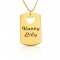 gold plated dog tag necklace with two names & a heart 