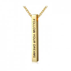 Engraved 3D bar necklace in 18k gold plating  Engraved 3D bar necklace in 18k gold plating