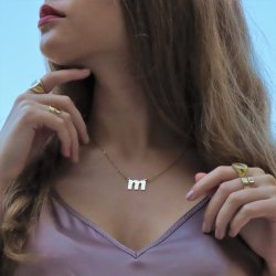 Lowercase initial necklace in 18k gold plating