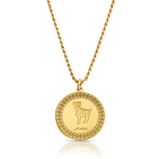 gold plated zodiac pendant : Aries