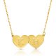 two hearts initial necklace in 18k gold plated silver