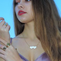 two hearts initial necklace in 18k gold plated silver two hearts initial necklace in 18k gold plated silver