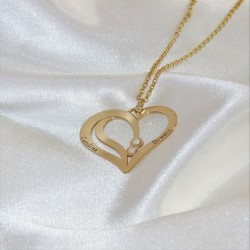engraved couples necklace in gold plating 
