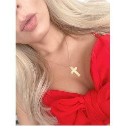 roman numeral cross neckalce - 18k gold plating