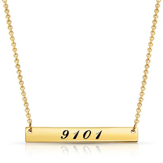 lucky number bar neckalce - 18k gold plating 
