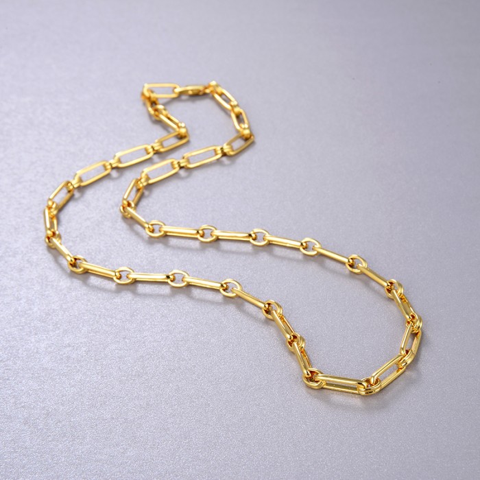 gold plated paperclip chain necklace