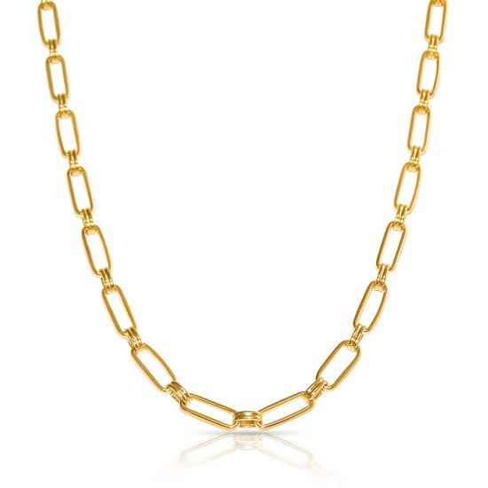 gold plated paperclip chain necklace