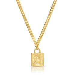 Queen Elizabeth Square Pendant Necklace - Gold Plated Queen Elizabeth Square Pendant Necklace - Gold Plated
