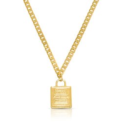 Queen Elizabeth Square Pendant Necklace - Gold Plated Queen Elizabeth Square Pendant Necklace - Gold Plated