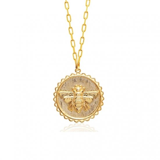 bee pendant necklace -18k gold plated silver
