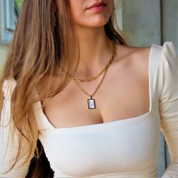 Shell Rectangle Pendant Necklace