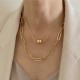 gold plated Layered chain link necklace