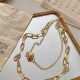 gold plated Layered chain link necklace