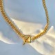 Gold Plated Square Clasp Link Chain Necklace