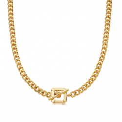 Gold Plated Square Clasp Link Chain Necklace Gold Plated Square Clasp Link Chain Necklace