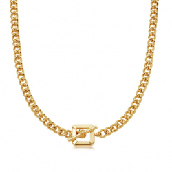 Gold Plated Square Clasp Link Chain Necklace Gold Plated Square Clasp Link Chain Necklace