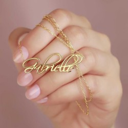 Script Name Necklace in gold plated silver