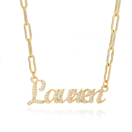 classic name necklace with cubic zirconia