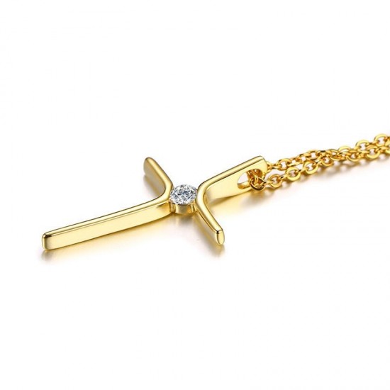 cross necklace 18k gold plated and cubic zirconia