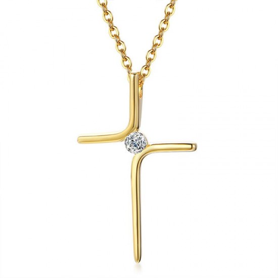 cross necklace 18k gold plated and cubic zirconia