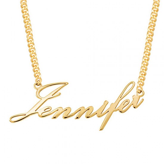 Block Letter Name Necklace 18k gold plated silver