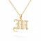 old english Initial Necklace with cz Crystals