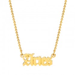 Old English Zodiac Name Necklace - aries Old English Zodiac Name Necklace - aries