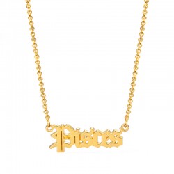 Old English Zodiac Name Necklace - pisces Old English Zodiac Name Necklace - pisces