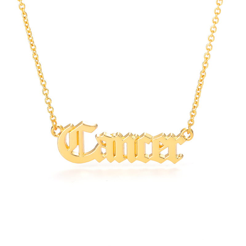 Old English Zodiac Name Necklace 