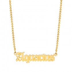 Old English Zodiac Name Necklace - aquarius Old English Zodiac Name Necklace - aquarius