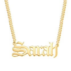 18k gold plated silver old English name necklace 18k gold plated silver old English name necklace