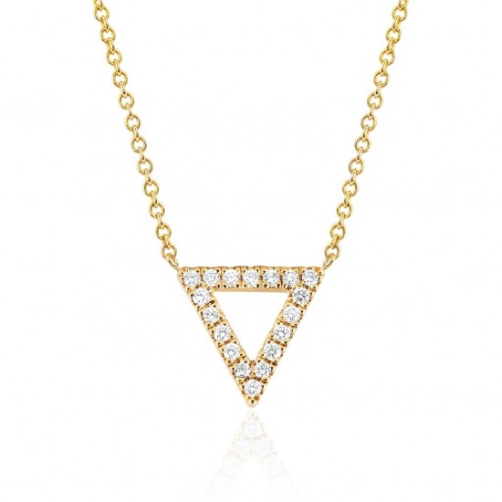 Triangle Necklace Gold plated with Pave Cubic Zirconia
