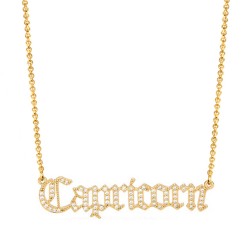 cubic zirconia old english zodiac necklace - capricorn cubic zirconia old english zodiac necklace - capricorn