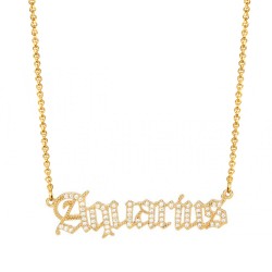 cubic zirconia old english zodiac necklace - aquarius cubic zirconia old english zodiac necklace - aquarius