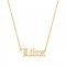 cubic zirconia old english zodiac necklace - libra